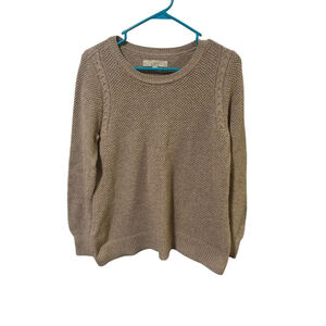 Loft Size Large Tan Beige Crew Neck Long Sleeve Cable‎ Sweater